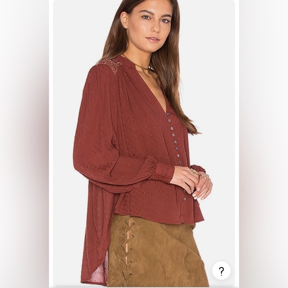 Free People Canyon Rose Red Hi Low Metallic - Picture 1 of 6